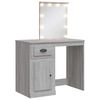 vidaXL makeupbord med LED-lys 90x42x132,5 cm gr&aring; sonoma-eg