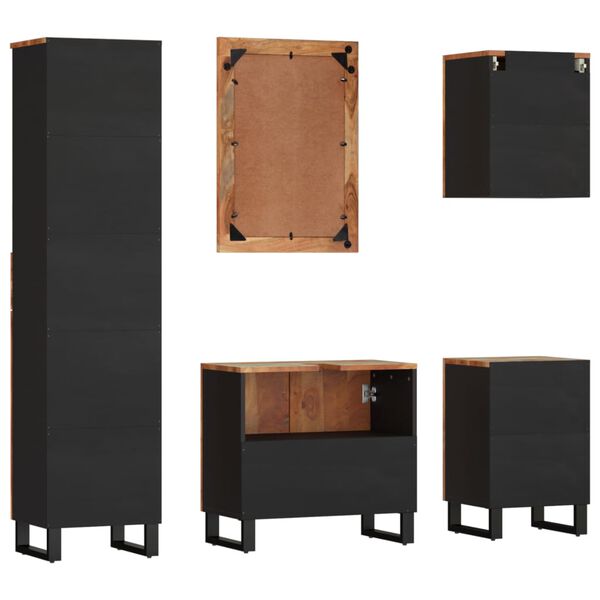 vidaXL møbelsæt til badeværelse 5 dele massivt genbrugstræ