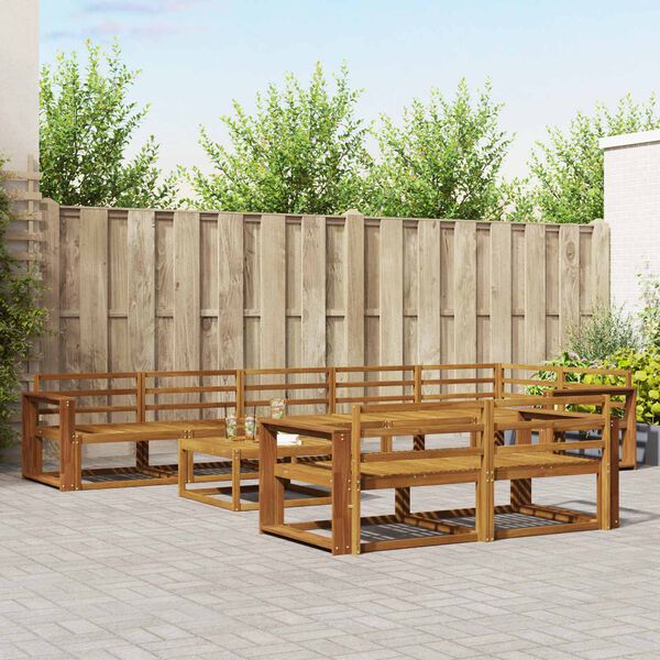 vidaXL Udend&oslash;rs sofagruppe 9 pcs Naturfarvet Massivt Akacietr&aelig;