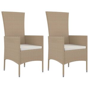 vidaXL havestole med hynder 2 stk. polyrattan beige