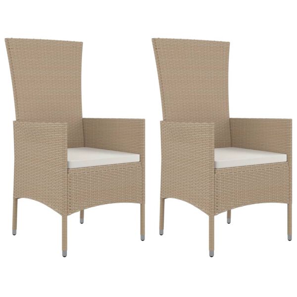 vidaXL havestole med hynder 2 stk. polyrattan beige