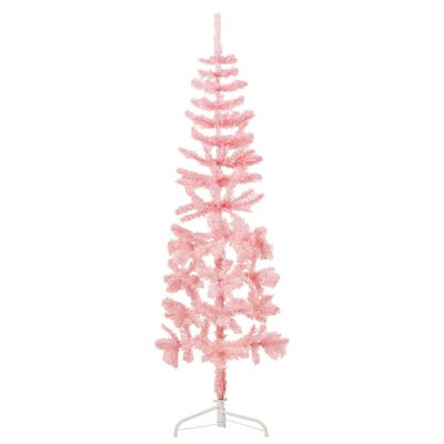 vidaXL kunstigt halvt juletræ med juletræsfod 180 cm smalt pink