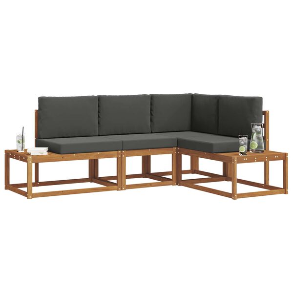 vidaXL Udend&oslash;rs sofagruppe med pude 4 Stk Naturlig og Antracit