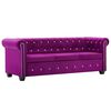 vidaXL 3-personers chesterfieldsofa fl&oslash;jlsbekl&aelig;dning 199 x 75 x 72 cm lilla