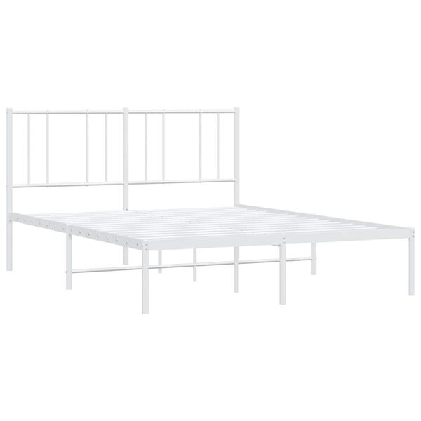 vidaXL sengeramme med sengegavl 135x190 cm metal hvid