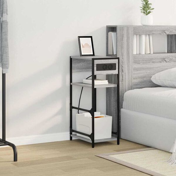 vidaXL Natskab Gr&aring; Sonoma 40 x 27 x 76 cm Konstrueret tr&aelig;