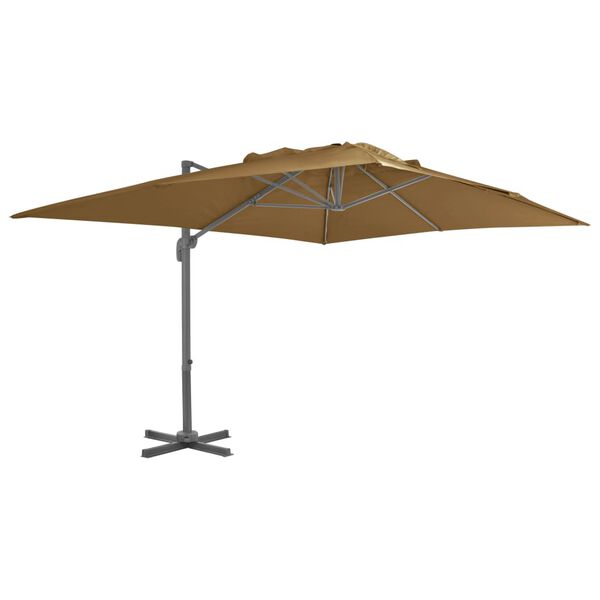 vidaXL fritstående haveparasol med aluminiumsstang 400x300 cm taupe