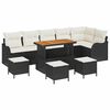 vidaXL Havesofa S&aelig;t 10 stk. Sort polyrattan