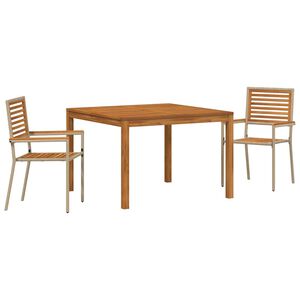 vidaXL Have Spisebordss&aelig;t 3 stk. Beige Massivt Akacietr&aelig;