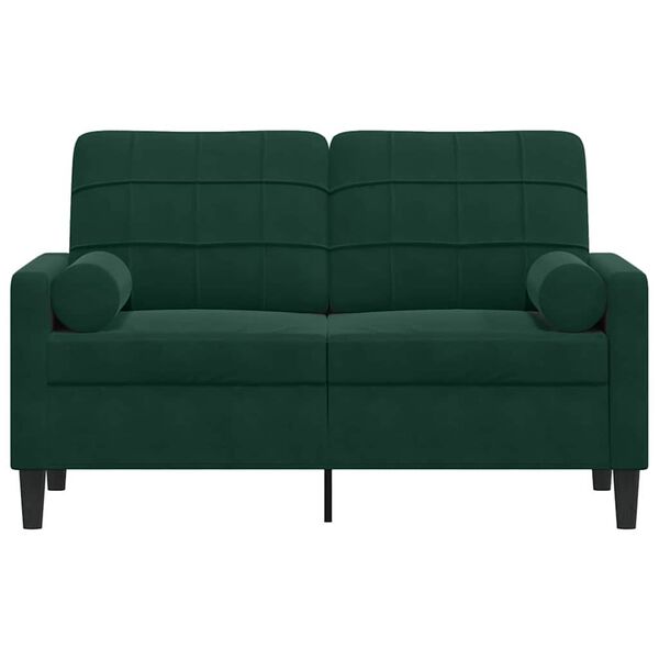 vidaXL 2-personers sofa med pyntepuder 120 cm velour m&oslash;rkegr&oslash;n