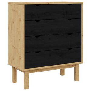 vidaXL Skuffeskab OTTA Sort 76,5 x 39,5 x 90 cm Massivt fyrretr&aelig;