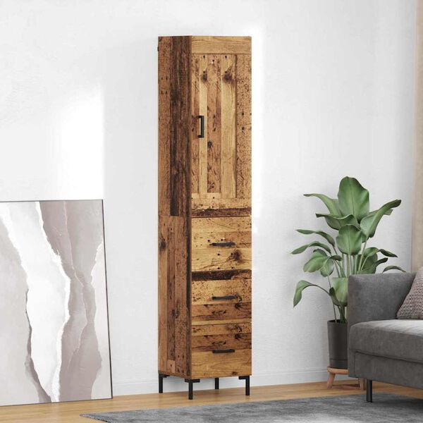 vidaXL Highboard Gammelt tr&aelig; 34,5 x 34 x 180 cm Konstrueret tr&aelig;