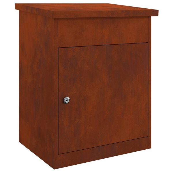 vidaXL Pakke drop boks med d&oslash;r Rusten 47,5 x 38 x 59 cm Cortenst&aring;l