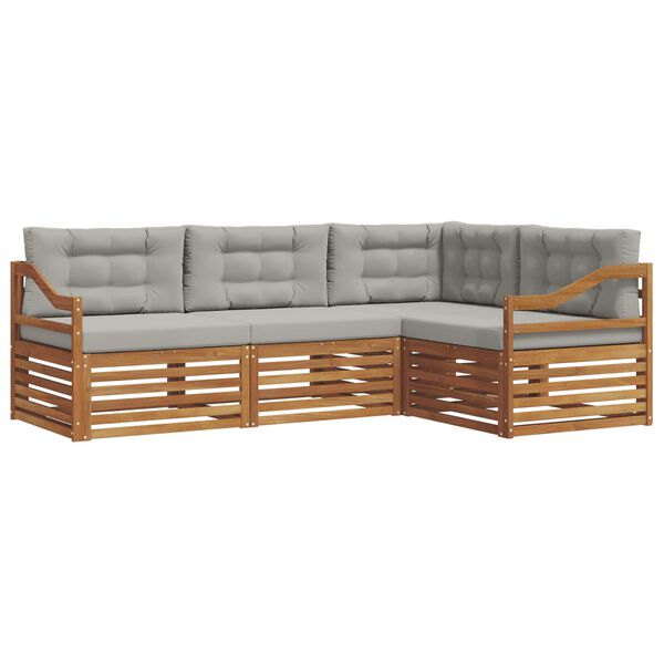 vidaXL Udend&oslash;rs sofagruppe med pude 4 pcs Naturlig og Lys Gr&aring;