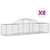 vidaXL buede gabionkurve 8 stk. 200x50x40/60 cm galvaniseret jern