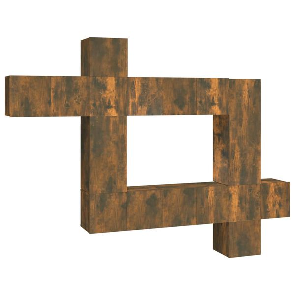 vidaXL tv-skabe 10 stk. konstrueret tr&aelig; r&oslash;get egetr&aelig;sfarve