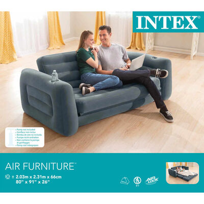 Intex oppustelig stol 203x231x66 cm mørkegrå
