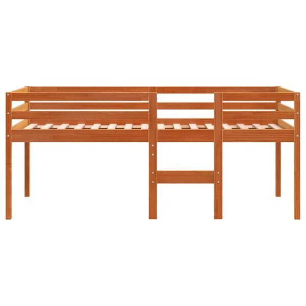 vidaXL højseng 75x190 cm massivt fyrretræ gyldenbrun