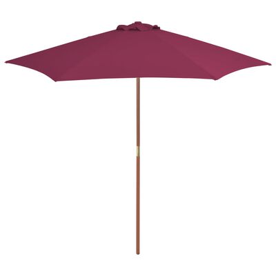 vidaXL udendørs parasol med træstang 270 cm bordeauxrød