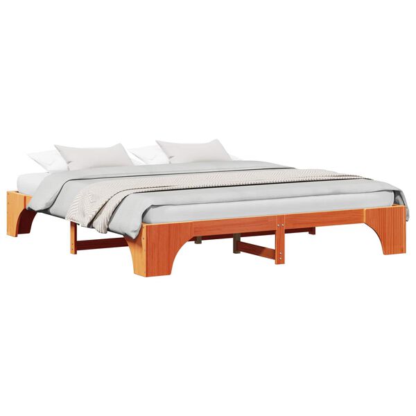 vidaXL Sengestel Voks brun 180 x 200 cm Massiv fyrretræ