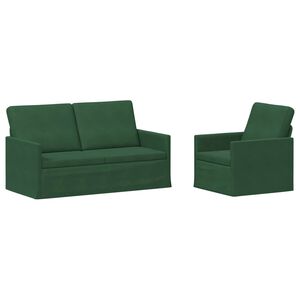 vidaXL Sofa S&aelig;t 2 pcs Jungle Gr&oslash;n Velourstof