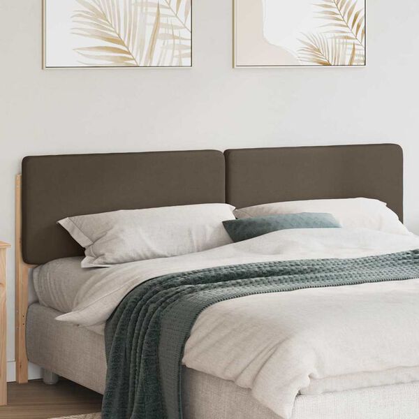 vidaXL Polstret sengegavl Brun og Taupe 200 cm Massiv fyrretr&aelig;