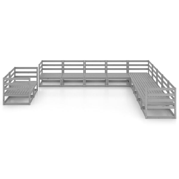 vidaXL lounges&aelig;t til haven 11 dele massivt fyrretr&aelig; gr&aring;