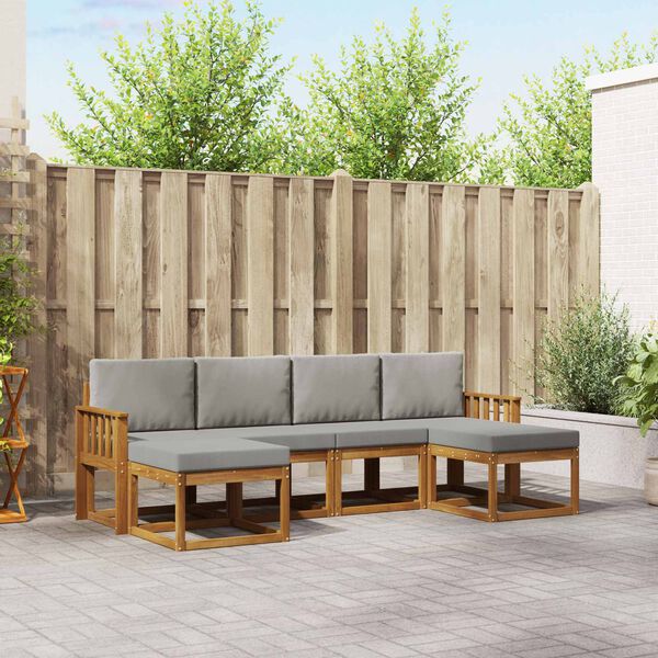 vidaXL Udend&oslash;rs sofagruppe med pude 6 pcs Naturlig og Lys Gr&aring;