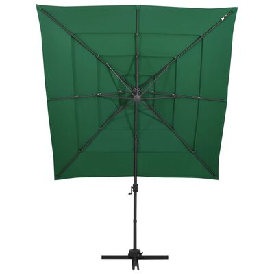 vidaXL parasol med aluminiumsstang i 4 niveauer 250x250 cm grøn