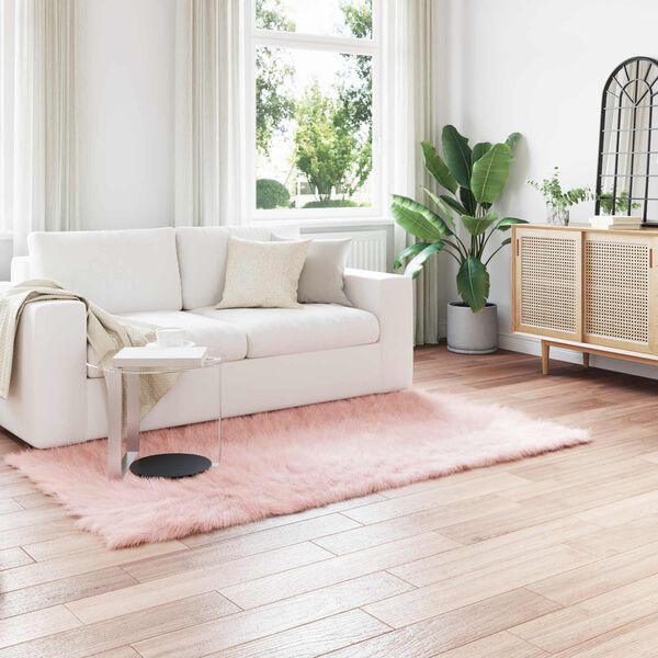 vidaXL Kunstpels F&aring;rskind T&aelig;ppe Tafalla Lyser&oslash;d 100 x 200 cm Polyester