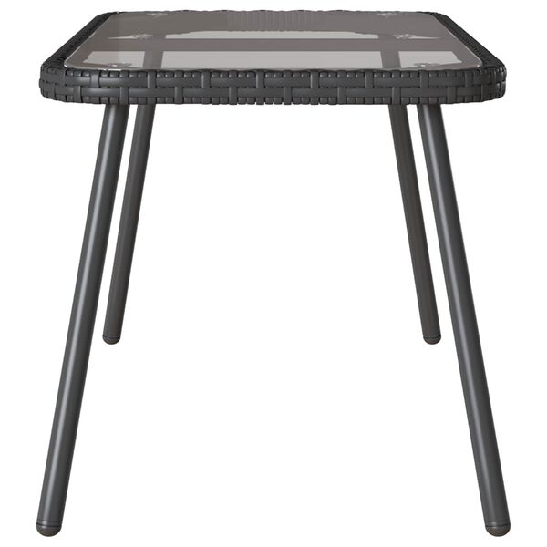 vidaXL Sofabord Sort 90 x 45 x 43 cm Polyrattan og glas