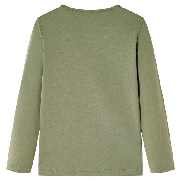 Langærmet T-shirt til børn str. 128 kakifarvet