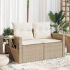 vidaXL 2-personers havesofa med hynder polyrattan beige