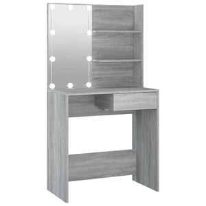 vidaXL makeupbord med LED-lys 74,5x40x141 cm gr&aring; sonoma-eg