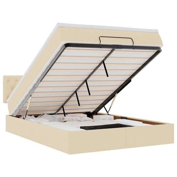 vidaXL ottoman seng med madras & LEDs 140x190 cm stof fl&oslash;de