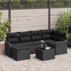 vidaXL Havesofa S&aelig;t med pude 7 pcs Sort Poly rattan