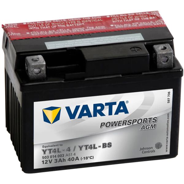Varta motorcykelbatteri Powersports AGM YT4L-4 / YT4L-BS