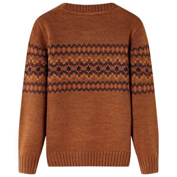 Sweater til børn str. 116 strikket cognacfarvet