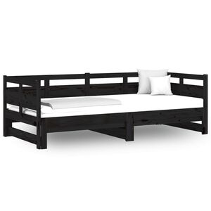 vidaXL daybed med udtræk 2x(80x200) cm massivt fyrretræ sort