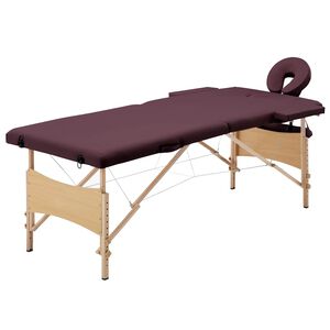 vidaXL sammenfoldeligt massagebord med tr&aelig;stel 2 zoner lilla
