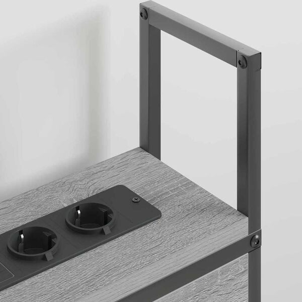 vidaXL Opbevaringshovedgavl med Opladningsstation Gr&aring; sonoma-eg 150 cm