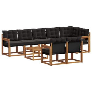 vidaXL Udend&oslash;rs sofagruppe med pude 9 pcs Naturlig og sort