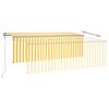 vidaXL markise m. gardin 4x3 m automatisk betjening gul og hvid