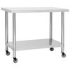 vidaXL arbejdsbord til k&oslash;kken med hjul 100x60x85 cm rustfrit st&aring;l