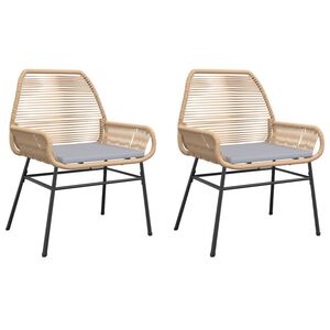 vidaXL havestole 2 stk. med hynder polyrattan brun
