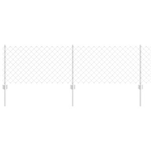 vidaXL K&aelig;de-link hegn med stolpe 25 x 0,6 m Galvaniseret st&aring;l S&oslash;lv