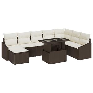 vidaXL Havesofa S&aelig;t 9 stk. Brun og Creme