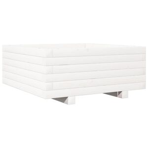 vidaXL plantekasse 60x60x26,5 cm massivt fyrretr&aelig; hvid