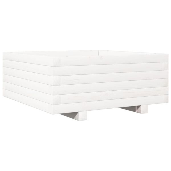 vidaXL plantekasse 60x60x26,5 cm massivt fyrretræ hvid