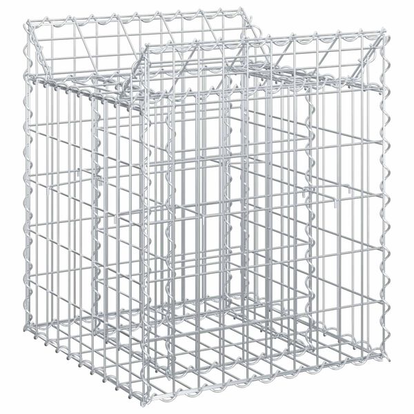 vidaXL Gabion h&oslash;jbed S&oslash;lv 50 x 50 x 60 cm Galvaniseret st&aring;l
